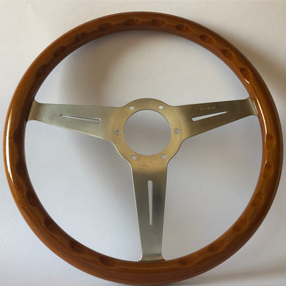 Nardi, Volante ND Classic in Legno di Mogano con Razze Satinate - Raggi's Collectibles' Automotive Art