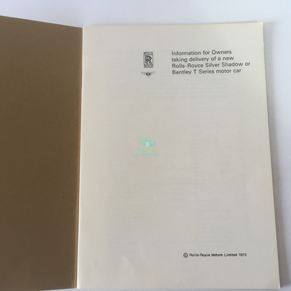 Rolls-Royce & Bentley, Handbook per Rolls-Royce Silver Shadow e Bentley T Series ed Information for Owner per Rolls-Royce Silver Shadow e Bentley T Series - Raggi's Collectibles' Automotive Art