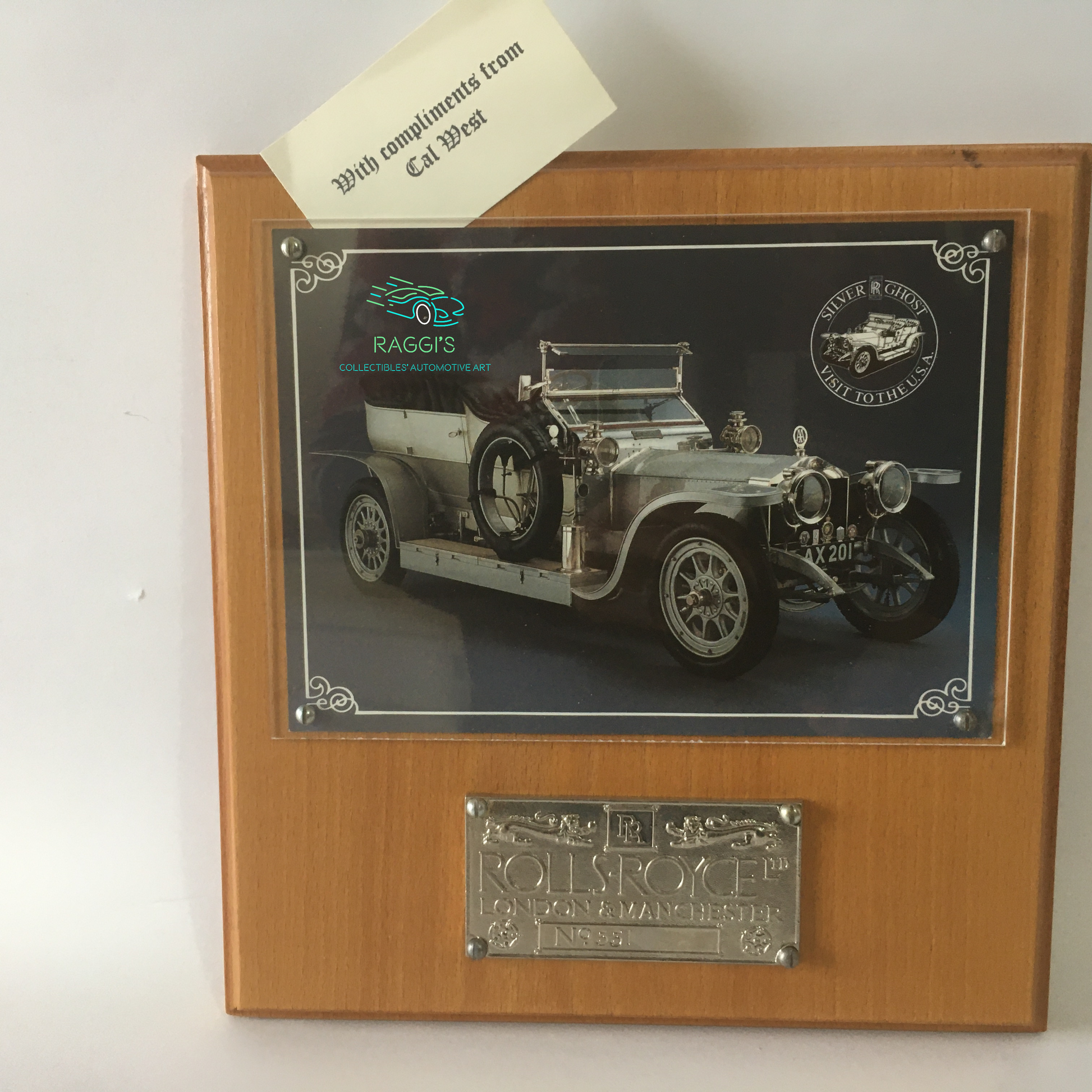 Rolls-Royce, quadro Rolls-Royce Silver Ghost telaio n. 551 con firma di Cal West e raccolta "From The Shadow's Corner" by Cal West. - Raggi's Collectibles' Automotive Art