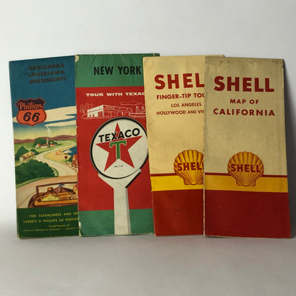 Shell, Texaco e Phillips 66, Cartina Stradale California, New York e Guida Turistica Los Angeles e Hollywood - Raggi's Collectibles' Automotive Art