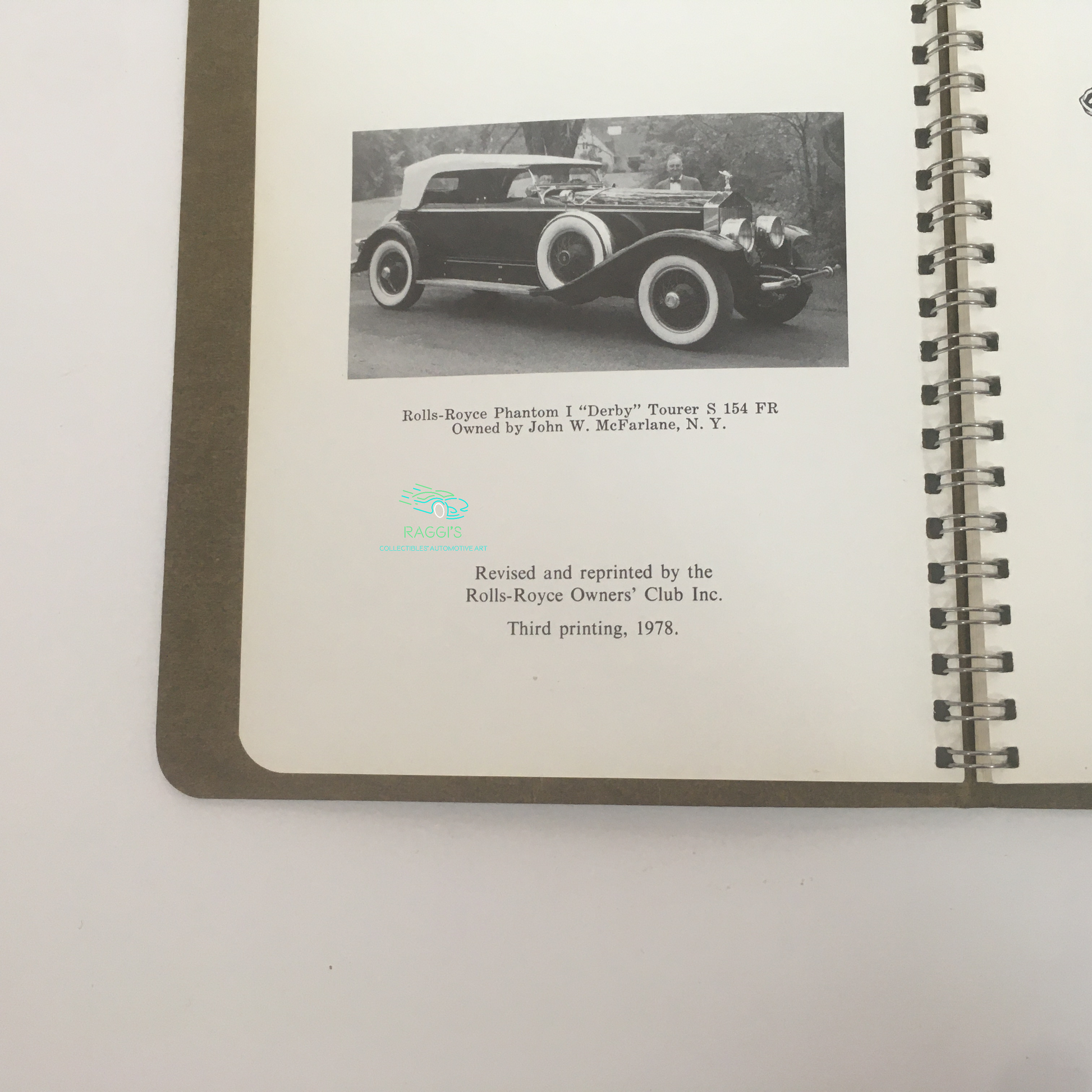 Rolls-Royce, Handbook Rolls-Royce Phantom I Edizione del 1978 a Cura di The Rolls-Royce Owners' Club - Raggi's Collectibles' Automotive Art