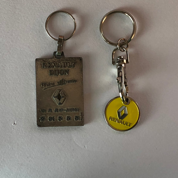 Renault, Keyrings from Various Years and Different Materials with Renault Logo and Lettering