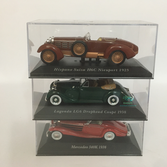 Altaya, Modellini in Metallo Pressofuso Scala 1:43 Lagonda LG6 Drophead Coupé Mercedes 540K Hispano Suiza H6C Nieuport - Raggi's Collectibles' Automotive Art