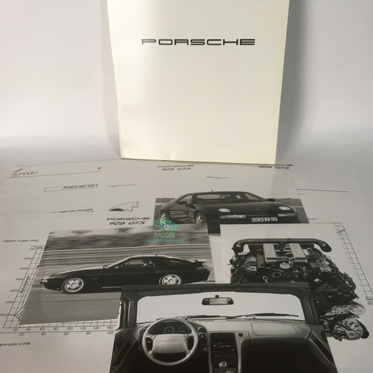 Porsche, press kit Porsche 928 GTS composto da comunicato stampa, 4 schede tecniche e 4 fotografie in bianche e nero originali e dell'epoca. - Raggi's Collectibles' Automotive Art